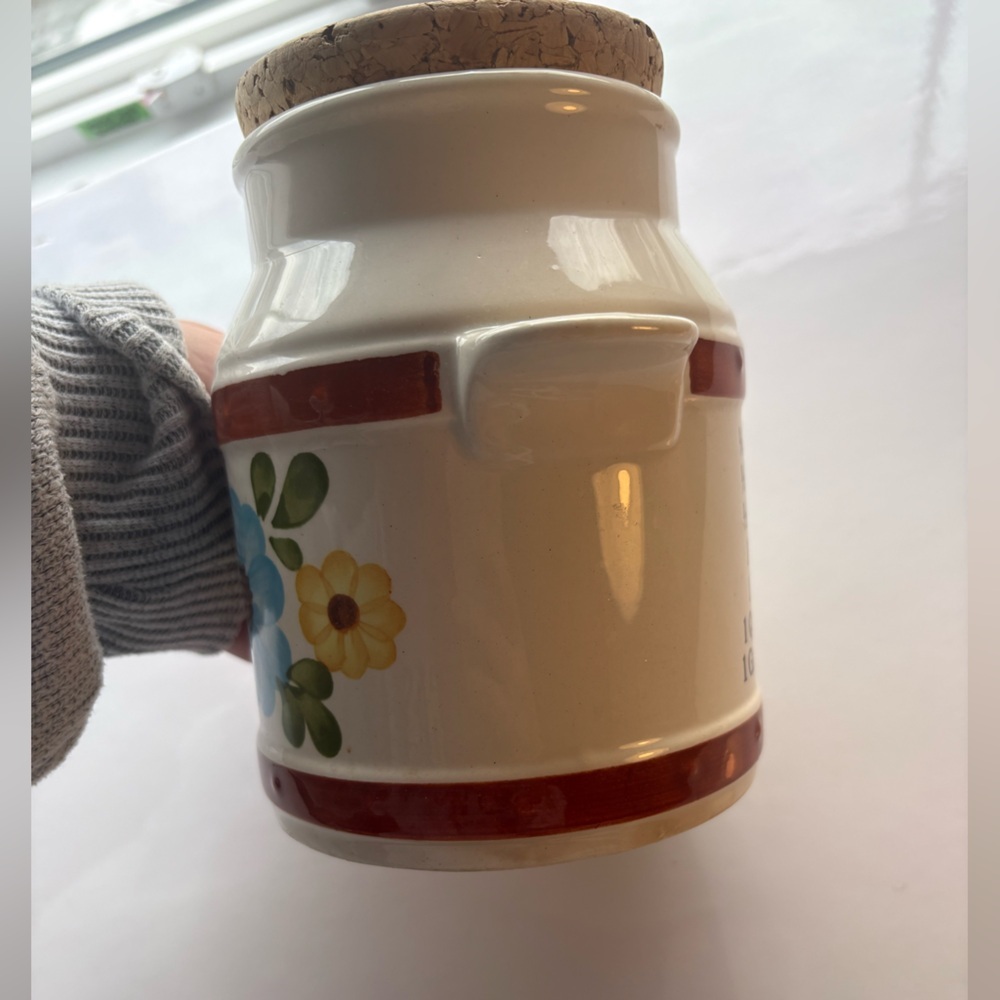 VINTAGE FTD Floral Ceramic Jar with Cork Lid - Picture 5 of 6